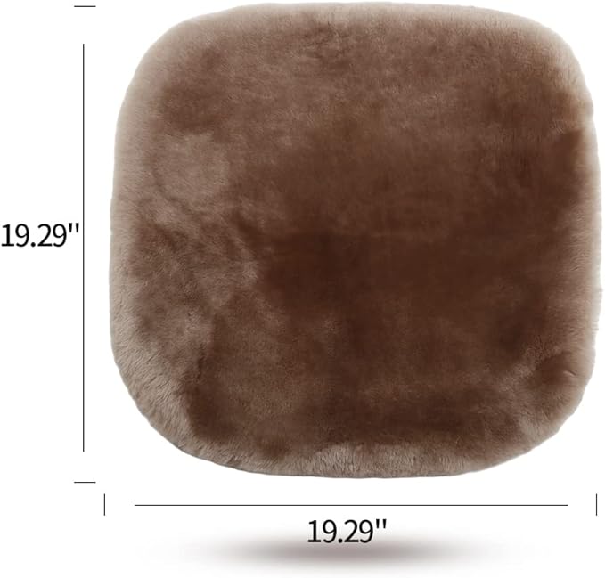 Genuine Sheepskin Auto Seat Pad, Australian Soft Wool Seat Cover Breathable and Sweat-Wicking Comfort Warm Universal Fit,19.2 inch x19.2 inch (Front seat Cushion 1pc, Black)