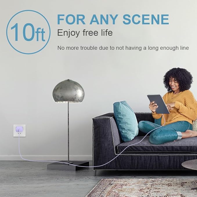iPhone Charger Fast Charging 10FT iPhones 17 16 15 Charger 3 Pack Type C Chargers USB C Chargerwith iPhone Air 17/17 Plus/17 Pro/17 Pro Max/16/16 Plus/16 Pro/16 Pro Max(Purple)