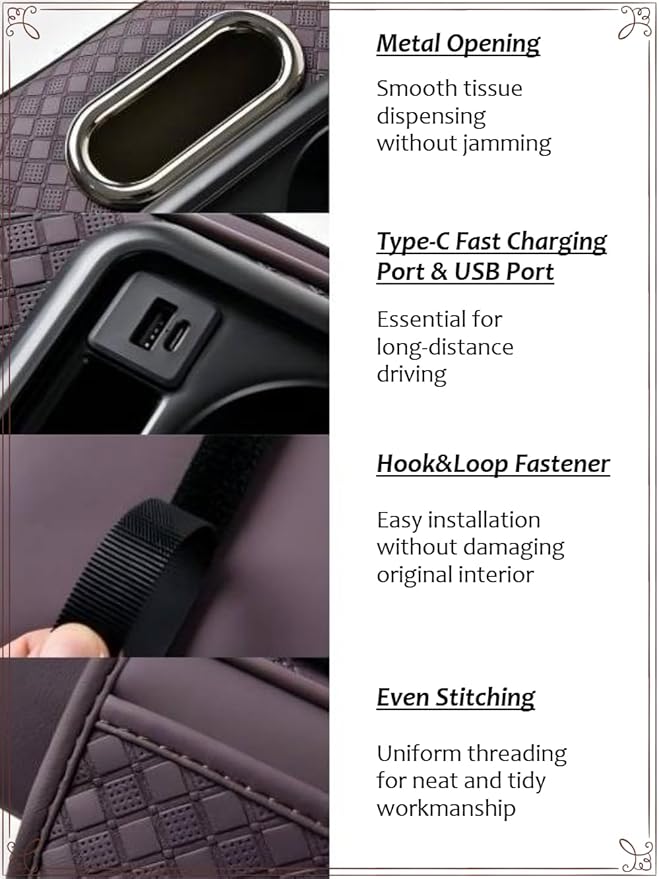 2026 Upgraded Car Center Console Cushion with 30w USB& Type-C Charging Ports, Leather Car Armrest Pad Cover, Interior Accessories for Most Vehicles (Ergonomic Sloped Version, Grey)