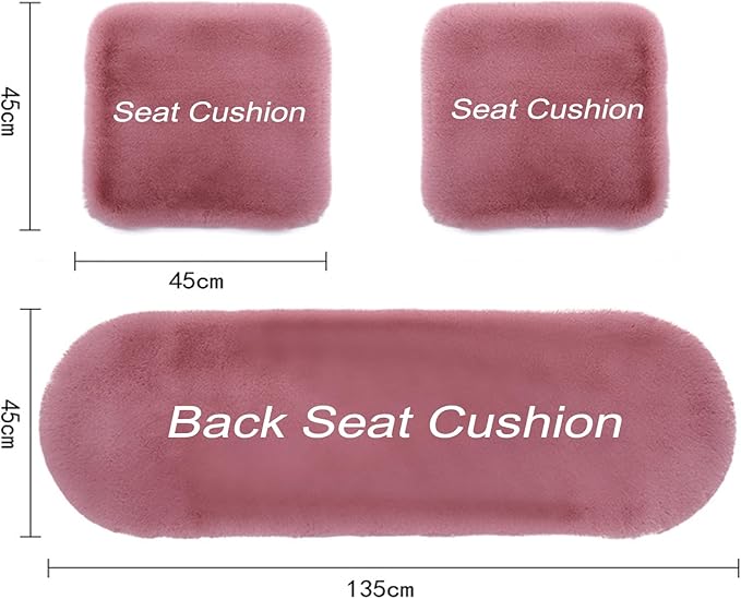 Plush Car Seat Cushion, Soft Warm Fuzzy Faux Rabbit Fur Fluffy Plush Auto Seat Cover Vehicle Car Front and Back Seat Protector Pad with Non-Slip Backing Cushion Interior Universal Fit (Orange,Front*1)