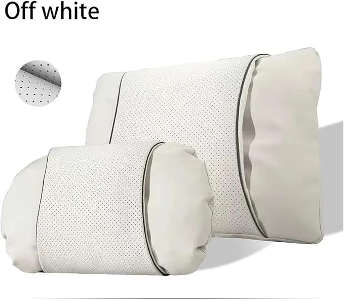 1/2PCS PU Leather Car Neck Pillow & Lumbar Support Cushion, Breathable Universal Seat Headrest Waist Pad, Soft Support Cushion for Daily Driving and Travel(D Style headrest)