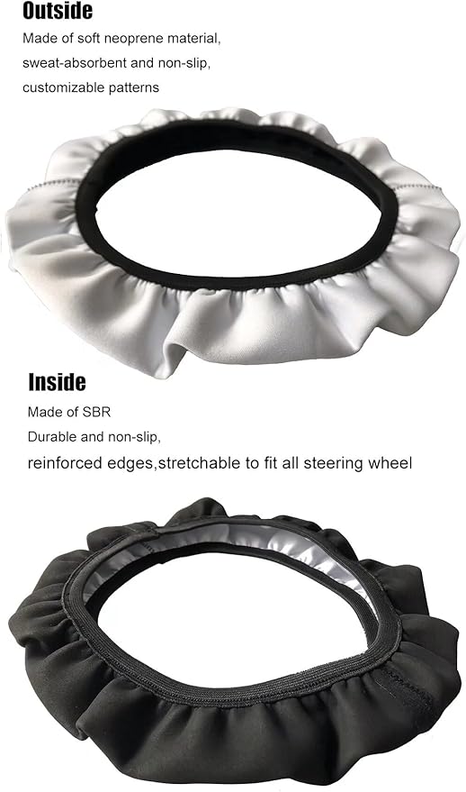 AFPANQZ Car Steering Wheel Covers for Womens Boho Flower Steering Wheel Cover Soft Anti-Slip Rubber Stretch-on Steering Wheel Protector Cover Sweat Auto Accessories Interior Decor