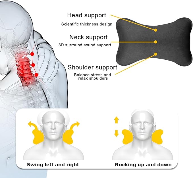 Car Neck Pillow, Soft Comfortable Memory Foam Auto Headrest Pillow Cushion with Adjustable Strap, Breathable Ergonomic Design Car Neck Pain Relief Cushion, Universal for Vehicles (Brown)
