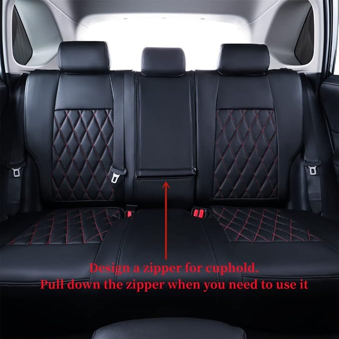 coverdream Custom Fit Seat Covers for Toyota RAV4 Adventure,TRD Off - Road 2024 2023 2022 2021 2020 2019,Full Coverage Leather Seat Protector (Red/Black,Full Set)