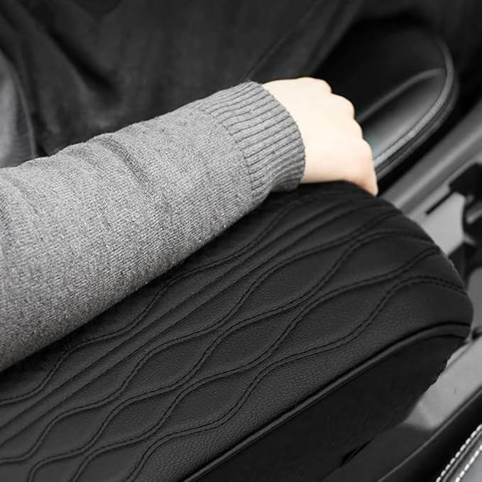 Leather Car Armrest Box Pad, 2025 Upgrade Universal Auto Arm Rest Cushion Memory Cotton Armrest Box Pad, Car Center Console Cover for Most Vehicle, Car Accessories (#1)