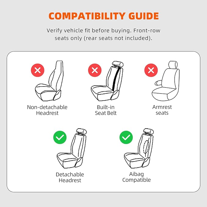KEYOOG Universal 2-Seater Waterproof Breathable Nappa Leather Car Seat Covers Full Set, Fit for Front Seats, Compatible with Dodge Journey, Toyota Yaris, Honda Pilot HR-V City, Fit Most Sedans SUV Red