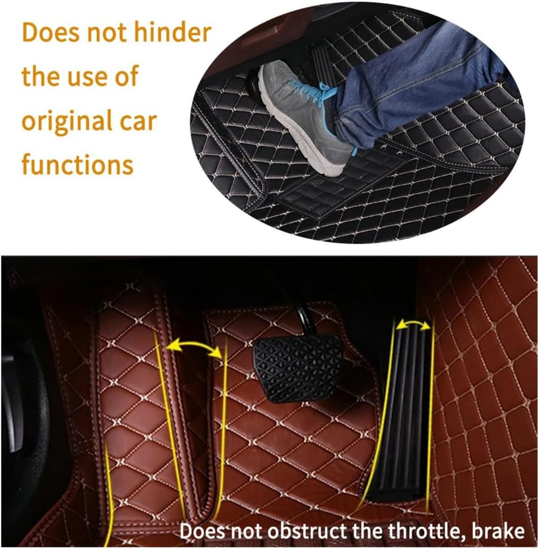 Custom Personalized Floor Mats for Cars,Luxury Full Coverage All Car Floor Mats,Anti-Slip Leather Car Mat Set ,Custom Floor Mats for 99% of Cars, Trucks & SUVs. (Beige and Black)