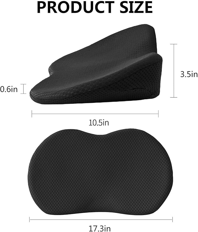Car Seat Cushion for Ford Mustang 2000-2024, Four Seasons Universal Memory Foam Breathable Non Slip Auto Wedge Seat Pad Sciatica & Lower Back Pain Relief for Driving,Black