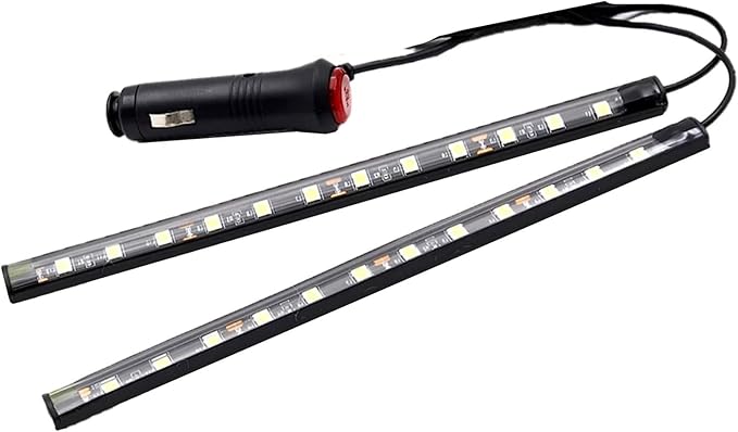 LED Interior Lights DC 12V Seat Ambient Light Cigaret Lighter, Car Uncer Dash LED Light Strip DRL Daylight Strip Car Atmosphere Lights-2 splitters in1 (White)