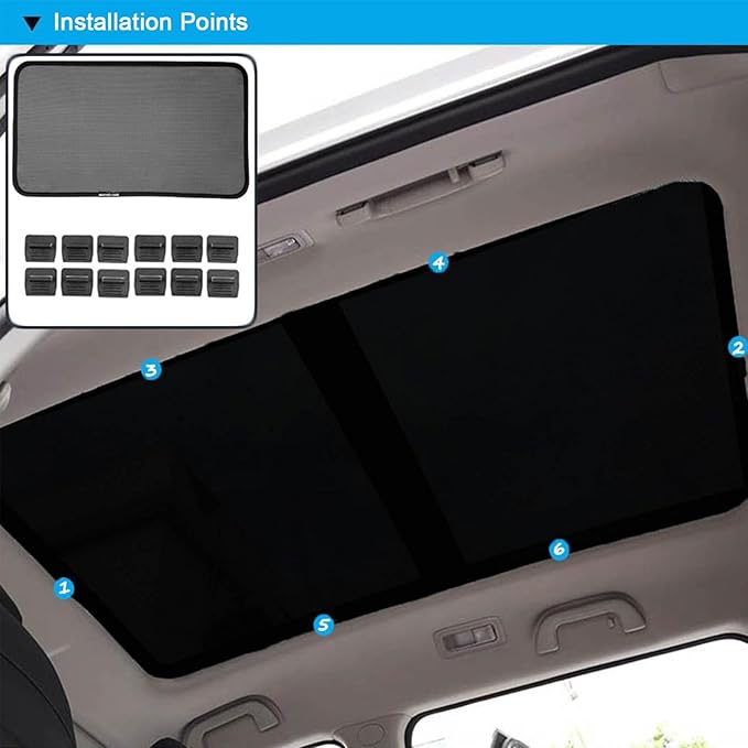 Car Glass Roof Sunshade Compatible with Tiguan 2010-2017, One-Piece Sunroof Shade with Storage Bag, Foldable Sunshade Roof Cover, Heat Insulation, Sun Protection, No-Sagging