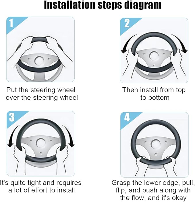 Mandark Car Steering Wheel Cover, 15 Inchs Microfiber Leather Non-Slip Vehicle Steering Wheel Protector, Breathable Auto Interior Protection Accessories, Universal for SUV Sedan Truck (Black/White)