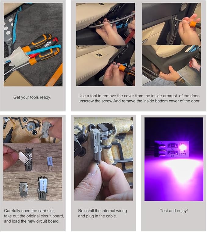 NJSBYL Blue-Purple Interior Ambient Lighting LED Circuit Board for 2016-2022 B-MW X1 F48, 2010-2017 5Series F07, 2012-2015 7Series F01 Coupe Sedan SUV Door Handle Trim/Storage/Pocket Atmosphere Light