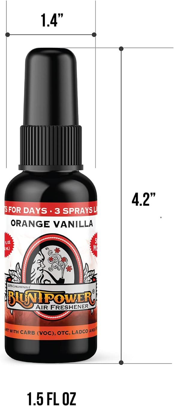 BluntPower (Orange Vanilla, 1 Pack) Concentrated Odor Eliminator & Diffuser Oil - Room Deodorizer, Odor Eliminator, Air Freshener - Premium Oil Based Air Freshener
