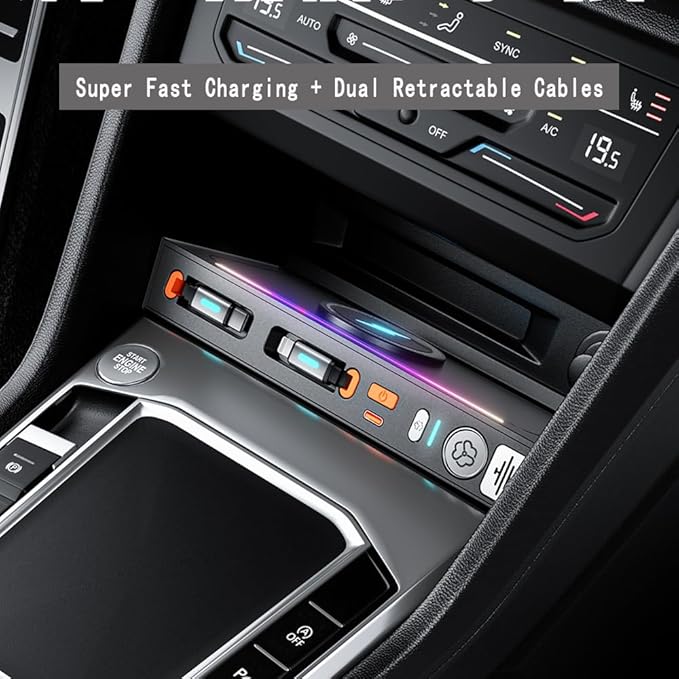 Wireless Charging for tiguan Accessories, Fast Charging Car Dock, Car Air Freshener 15W - Qi Charger, Charging Station for Apple iPhone 17, iPhone 16/15/14 Series, AirPods, Samsung Galaxy S25 S24