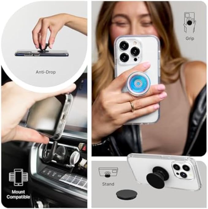 PopSockets Adhesive Phone Grip, Holder, Phone Stand, Black - Translucent Black Smoke