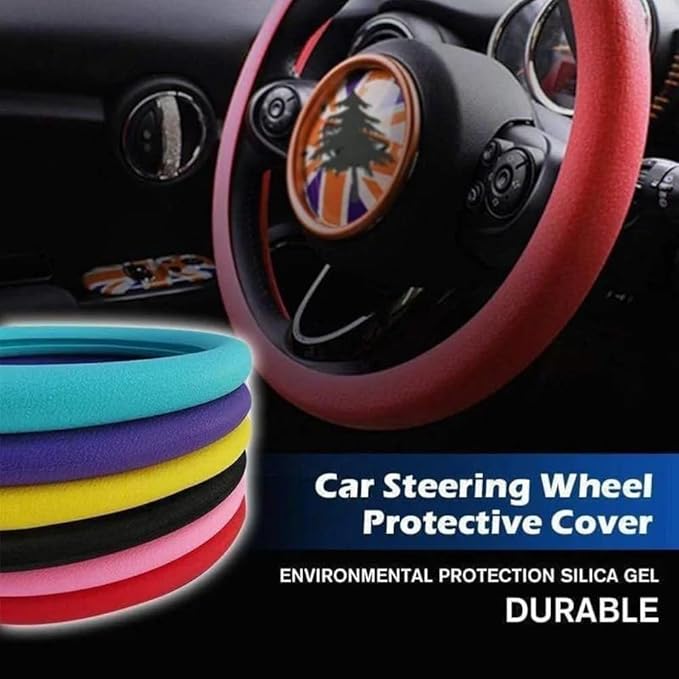 Silicone Steering Wheel Cover, Car Steering Wheel Cover, Anti-Slip Car Steering Wheel Protective Cover, Fit 12.6-16 Inch, for Car SUV Truck Van, for Women & Men (2Pcs-f)