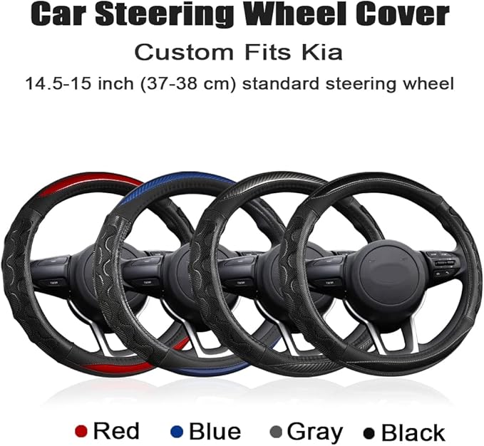 GIANT PANDA Steering Wheel Cover for Kia Soul,Sportage,Forte,Optima,Telluride(3D Honeycomb-Gray-Standard Size)
