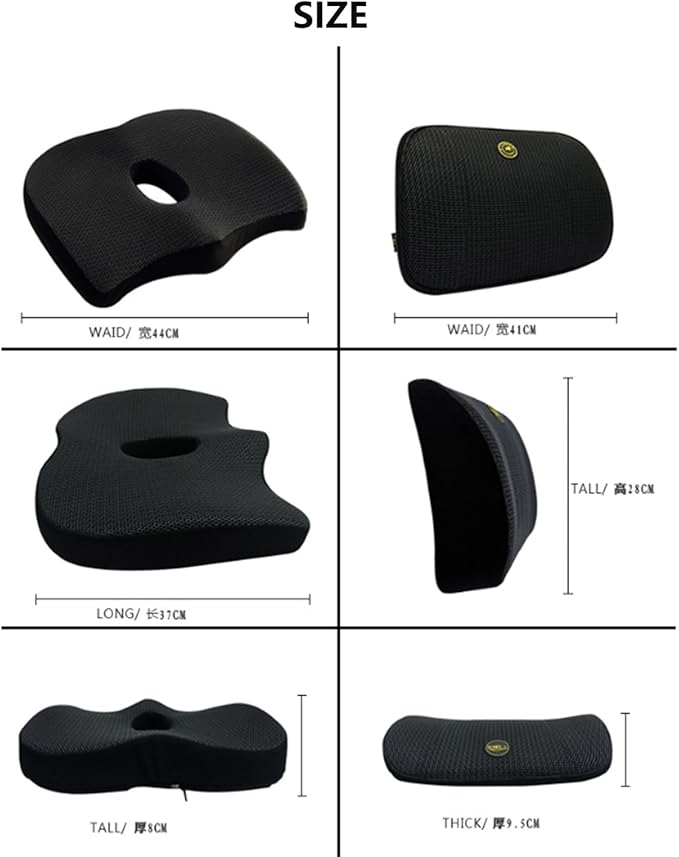 Heightening Wedge Car Seat Cushion Pad for Driving with Comfort Memory Foam, Curved Design Closely Adheres to The Lumbar Spine and Buttocks, Relieving Fatigue Broader Vision (Waist Cushion,Black)
