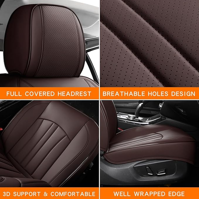 Car Seat Covers,Car Seat Protector Waterproof,Seat Covers Full Set, Car Seat Protectors,Automotive Seat Covers Fit for Most Cars Brown