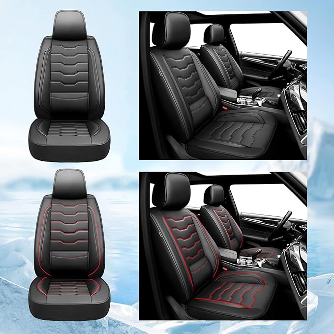 Fit Sonata Car Seat Covers Premium Leather for Hyundai Sonata 2007-2025 2026. Waterproof, Breathable, Scratch-Resistant & All-Weather Seat Cushion Protector(Front Seat,Black