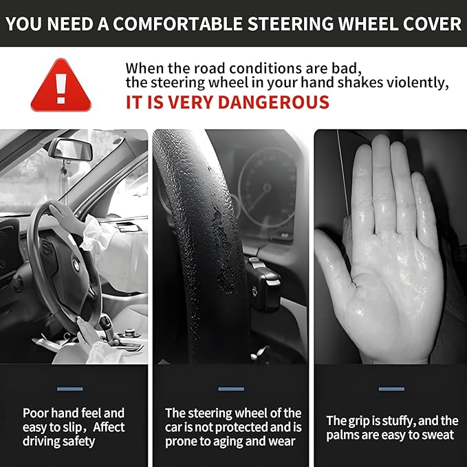 Elastic Car Steering Wheel Cover, Universal 15 inch Non-Slip Breathable Neoprene Steering Wheel Protector, Car Accessories for Women Men Fit Auto, Suvs, Truck Cute Baseball Stitch