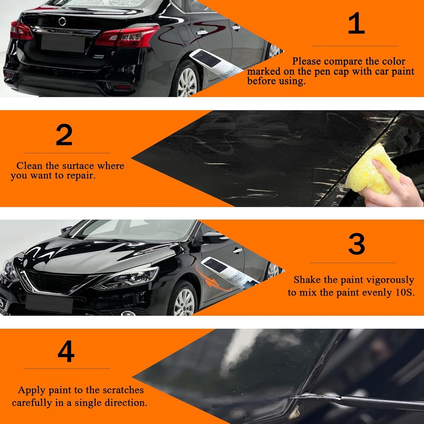 EBB Monarch Orange Metallic Touch Up Paint for Nissan, Car Paint Pen Scratch Repair Two-In-One Touch Up Paint, Premium Car Scratch Remover for Deep Scratches