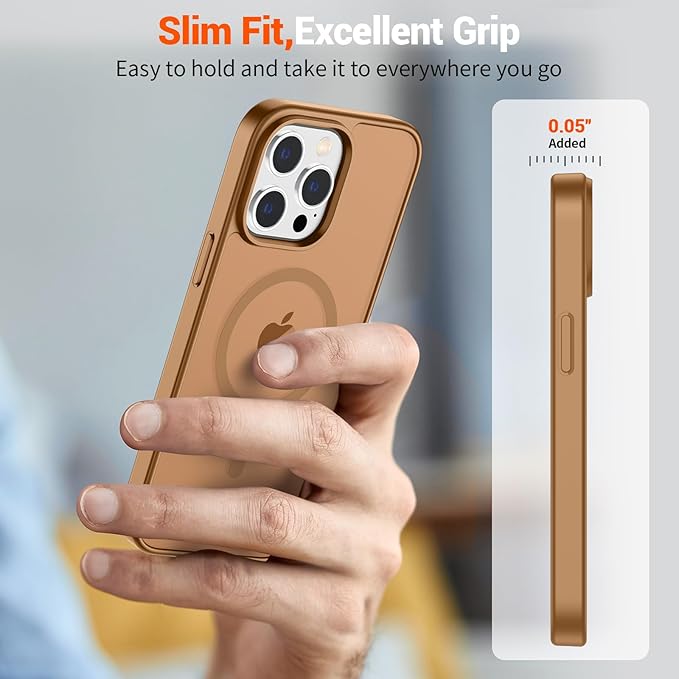 SUPFINE Magnetic for iPhone 12 Pro Max Case (Compatible with MagSafe) (Military Grade Drop Protection) Slim Translucent Matte Shockproof with Anti-Fingerprint Phone Case,Brown