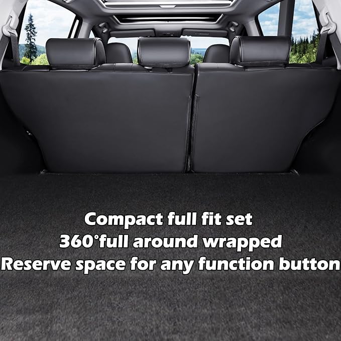 HKZ Fit RAV4 Hybrid Car Seat Cover Set for 2013 2014 2015 2016 2017 2018 Toyota RAV4 Hybrid-Leather(Black)