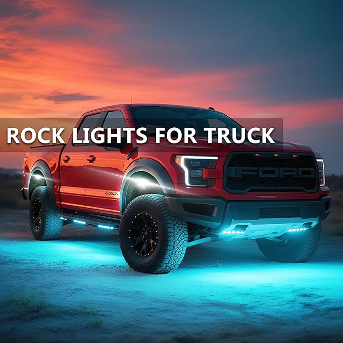 8 Pods Segmented Alloy RGB LED Rock Lights for Jeep Trucks Golf Cart Offroad ATV UTV SXS, Waterproof Impact Resistant Metal Underglow Kit with APP RF Control Sync Music Multicolor Neon Underbody Light