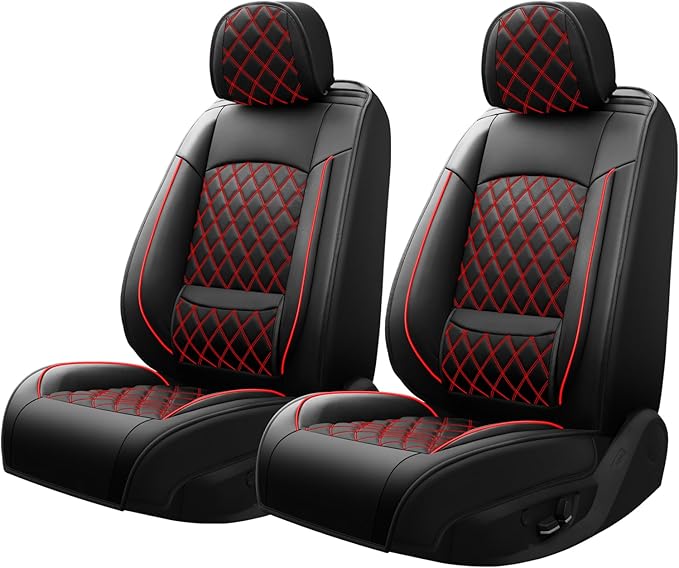 Fit RLX Car Seat Covers for Acura RLX 2013-2020 - Premium Leather, Waterproof, All-Weather, Airbag Compatible, Breathable, Easy Install, Seat Protectors, Only 2 Front seat Covers, Redline