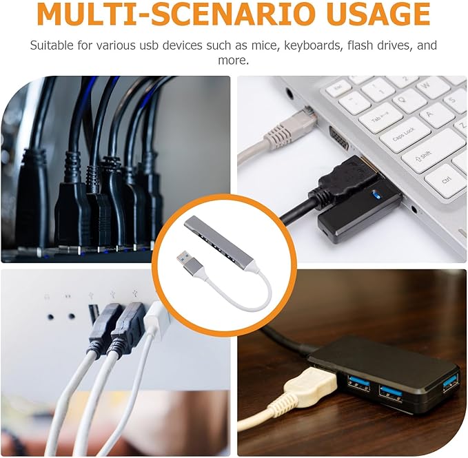 Kichvoe USB Hub Multiport Expander for Laptop and PC USB Splitter with Dark Gray Finish and Packaging Box Compatible with Gaming Accessories