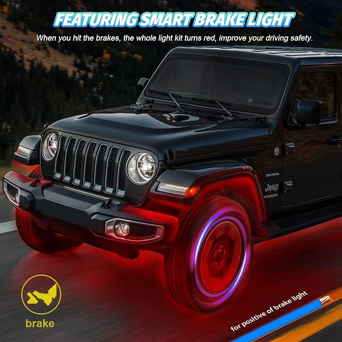 6 Pods Full Angle RGBW LED Rock Lights, 6500K Pure White and RGB Rock Light for UTV ATV Golf Cart RZR SXS Truck SUV Car Underbody, 12V Waterproof Neon Underglow Kit with APP/RF Control Sync Music