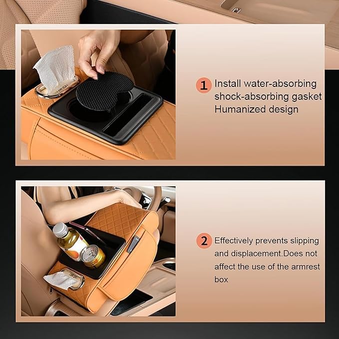 Car Armrest Cushion for Honda Civic 2012 2013 2014 2015, Leather Arm Rest Cover Center Console Armrest Pillow Armrest Storage Box Pad Multifunctional Accessories Interior Organizers,A/Black