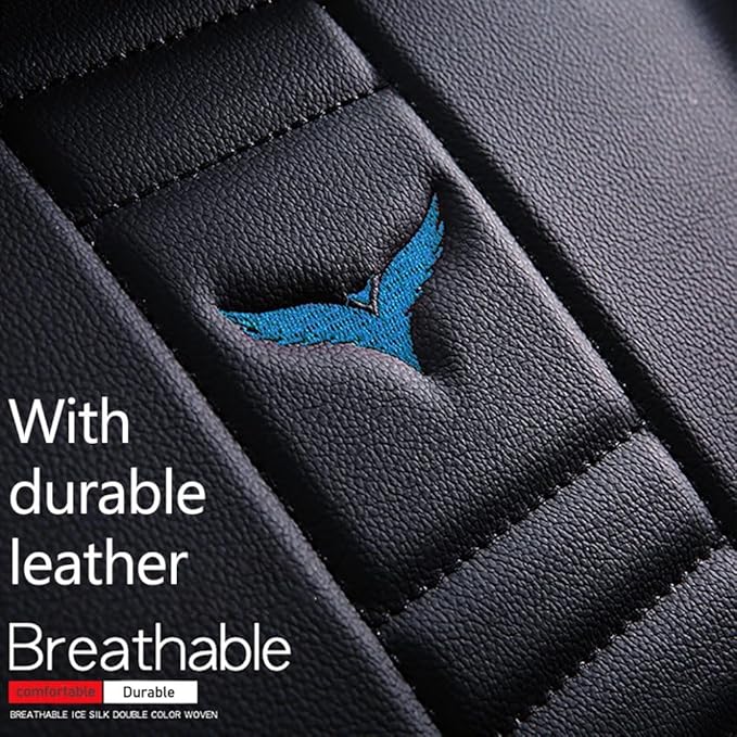 for Chevy Equinox Seat Covers 2005-2026, Full Coverage Customized Car Seat Covers, Premium Leather Waterproof Stain-Resistant Easy to Install (Standard 2 Seats, Black&Blue)