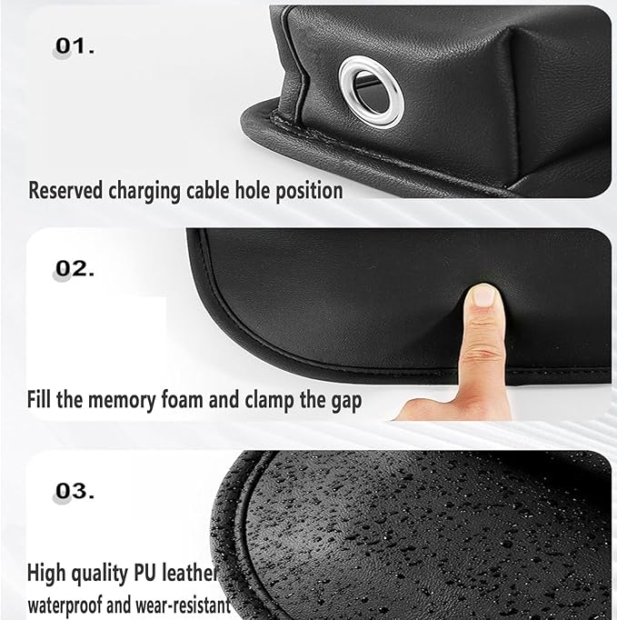 Car Seat Gap Filler 1 Pack Leather Seat Organizer Front Seat Car Accessories for Women Men, Car Essentials for SUV Truck, Adjustable Seat Gap Filler Organizer (Black,1 Pack)