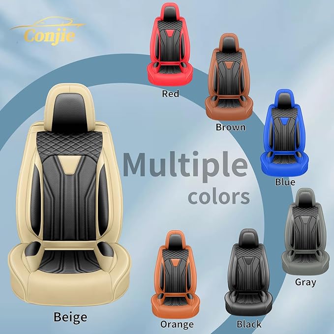 Fit Sentra Car Seat Covers Compatible with Nissan Sentra 2001-2025 2026 - Full Set Premium Leather, Waterproof Breathable, All-Weather Seat Cushion Protecto&Airbag Compatible (Beige & Black