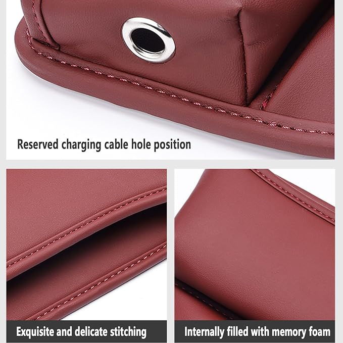 Universal Fit Premium Leather Car Seat Gap Filler Organizer, Center Console Organizer for Car SUV Truck(Burgundy, 1 Pack)
