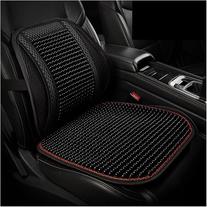 Car Seat Chair Back Cushion for Tesla Model 3 EV Sedan 2025, Wooden Beads Ventilate Mesh Lumbar Brace Strong Durable Relieve Fatigue Summer Interior Accessories,B-Backrest