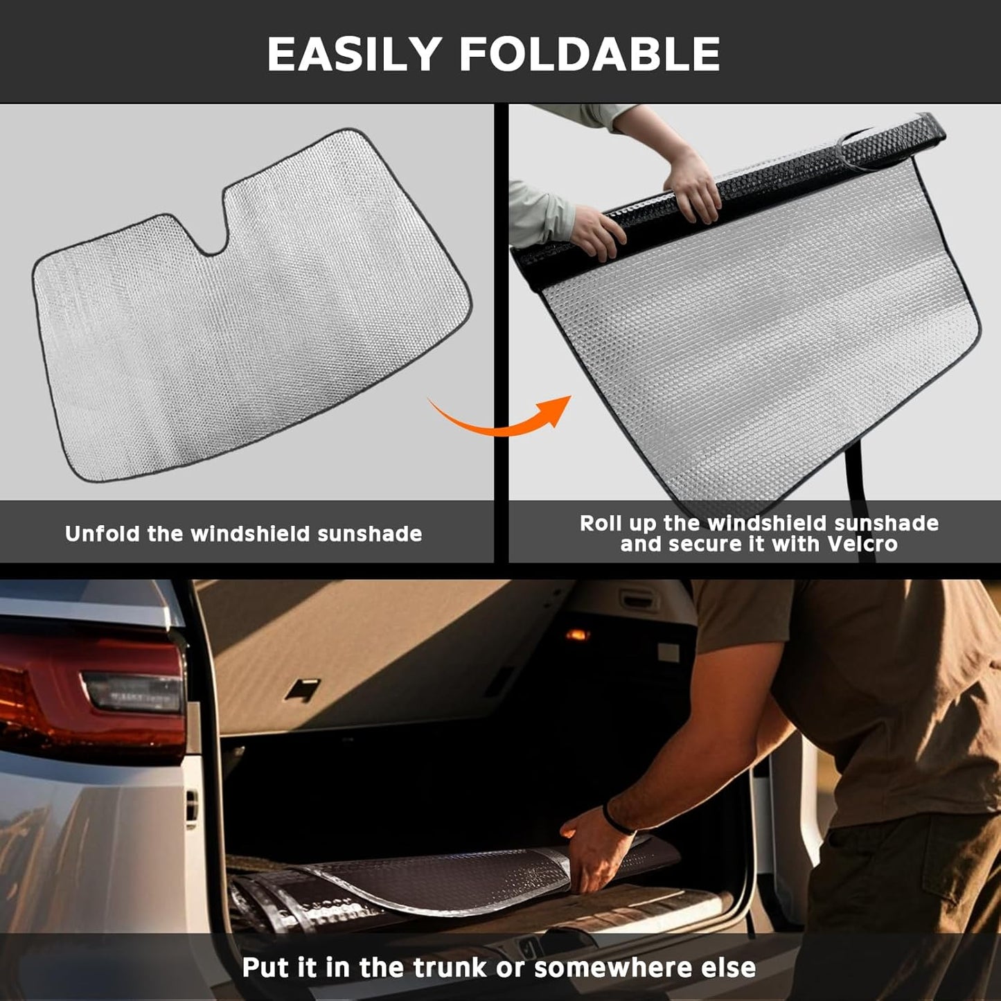 Windshield Sun Shade for Mercedes-Benz GLC SUV 2016-2022 - 5-Layer Bubble Foldable Front Window Shade Sun Visor Accessories - Blocks Heat & UV Rays