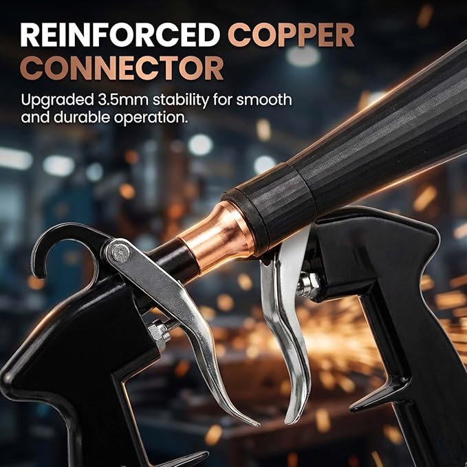 RAINPOT Saker Car Dry Cleaning Tool,60-160 PSI Compressed Air Tool for Auto Interior Cleaning, Pneumatic Duster Tool with Fine Nozzle for Vents, Crevices, and Dashboards (2 Upgrade Set Nozzle)