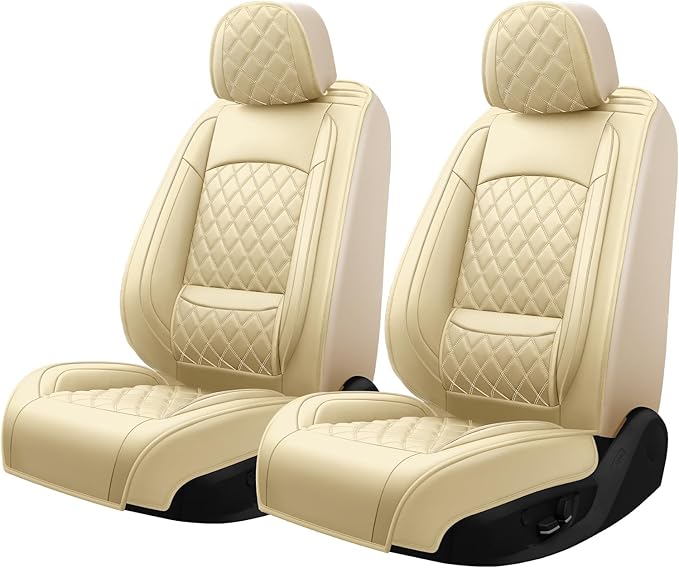 Fit RLX Car Seat Covers for Acura RLX 2013-2020 - Premium Leather, Waterproof, All-Weather, Airbag Compatible, Breathable, Easy Install, Seat Protectors, Only 2 Front seat Covers, Beige