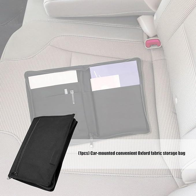 Automotive Organiser with Multiple Compartments Practical Zippered Vehicle File Folder Travel Accessories Vehicle Document Organiser