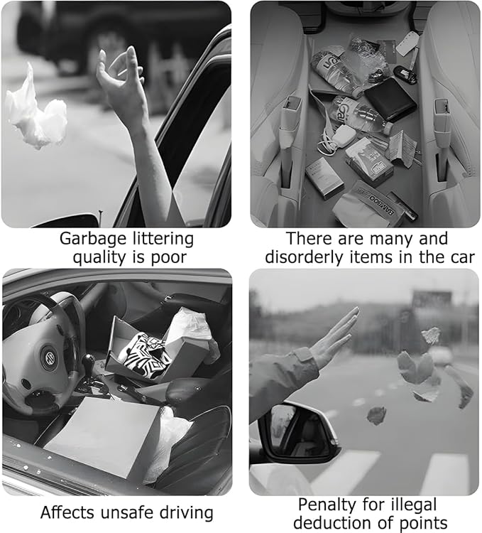 Car Seat Side Storage Pocket, Leather Hanging Foldable Multifunctional Vehicle Front Door Back Organizer Box, Waterproof Auto Interior Organizing Container, Universal fit(White)