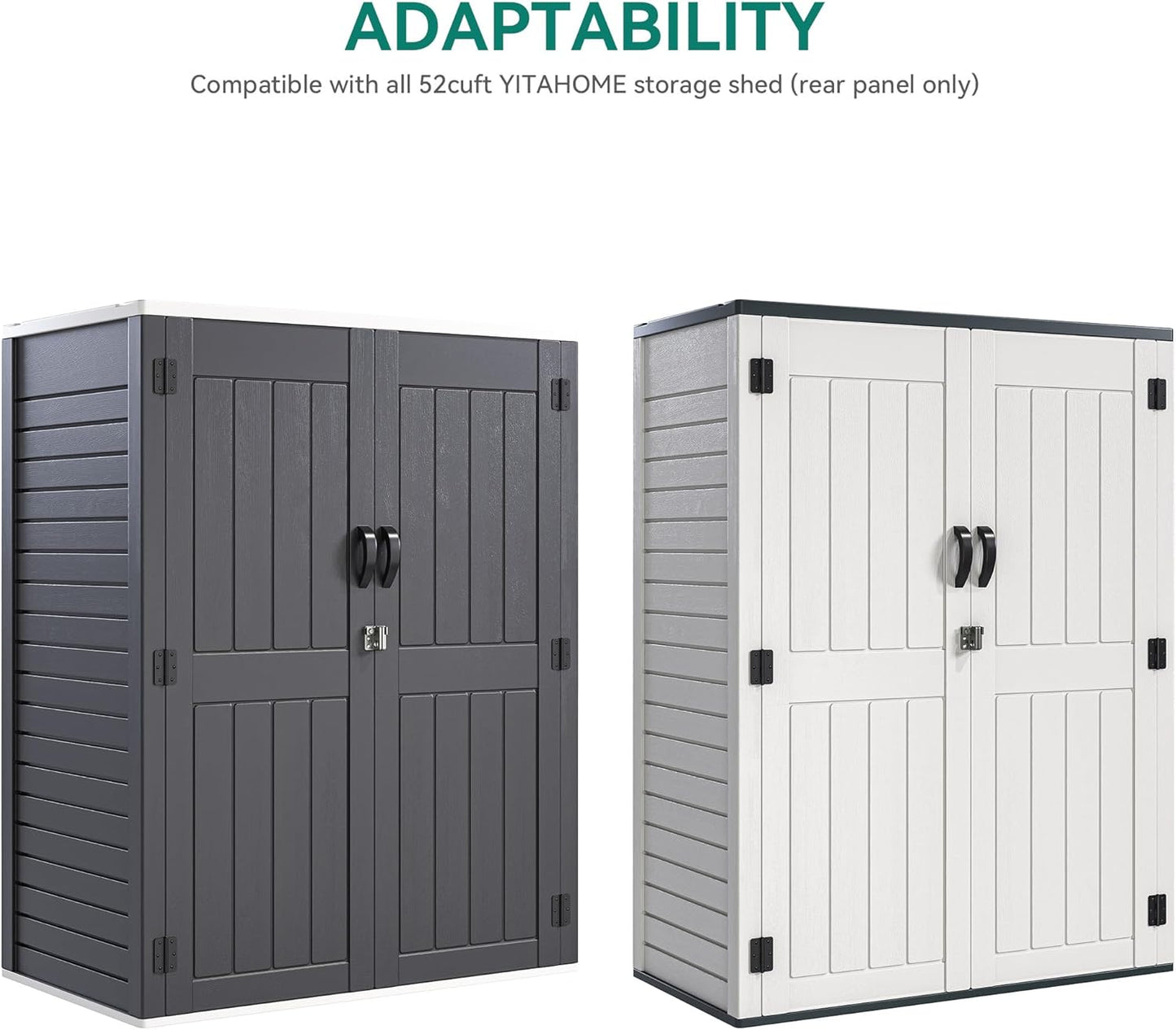 YITAHOME 2-Piece Metal Storage Shed Shelves for 59 cuft Vertical Outdoor Storage Shed,51 in x 13.8 in Shelf with 8 Screws, Easy Assembly, 22 lbs, Black