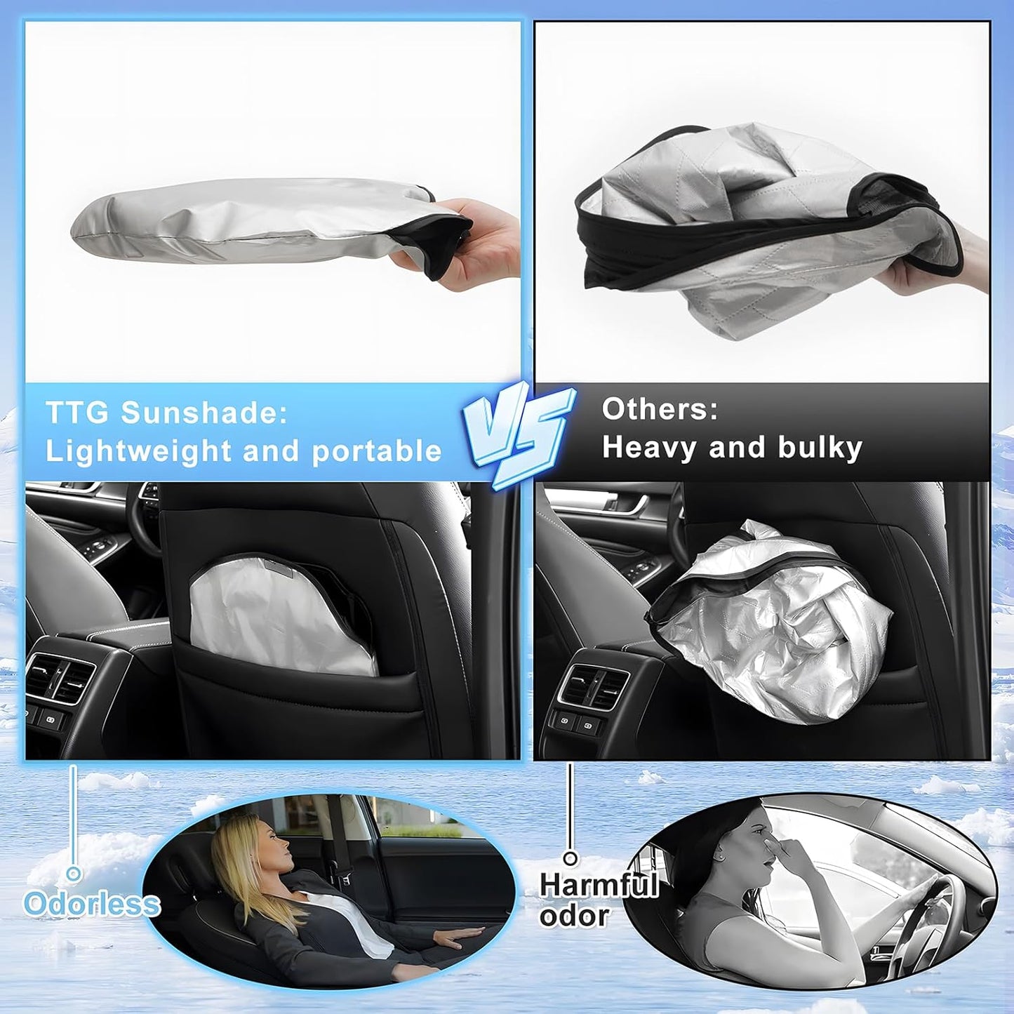 T TGBROS Windshield Sun Shade for Ford Super Duty 2017-2022 F-250 F-350 F-450 Pickup Accessories Foldable Sun Shield Front Window Sunshade Cover Sun Visor Cover Block Heat and Sun Protection
