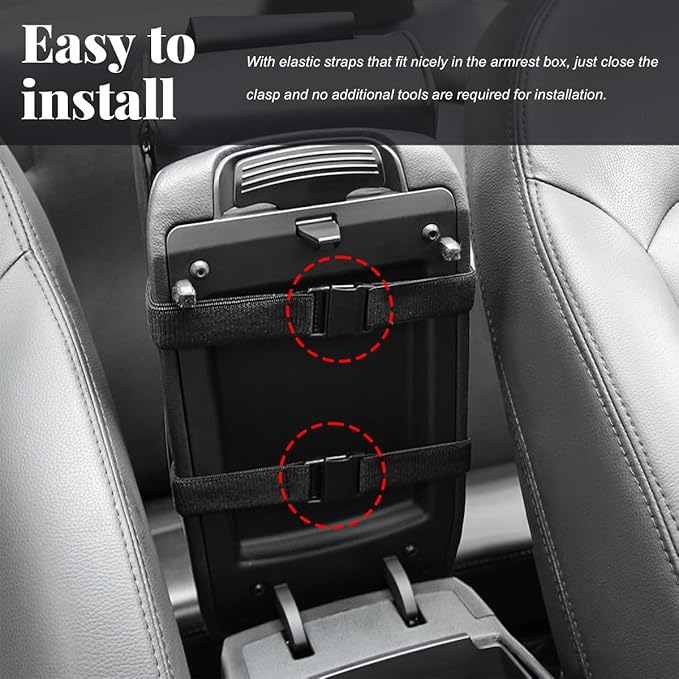Car Center Console Cover, Soft Memory Foam Auto Arm Rest Pillow with Phone Holder Storage Bag, Waterproof Leather Armrest Seat Box Protector Comfy Cushion Pad for Most Cars (Red)