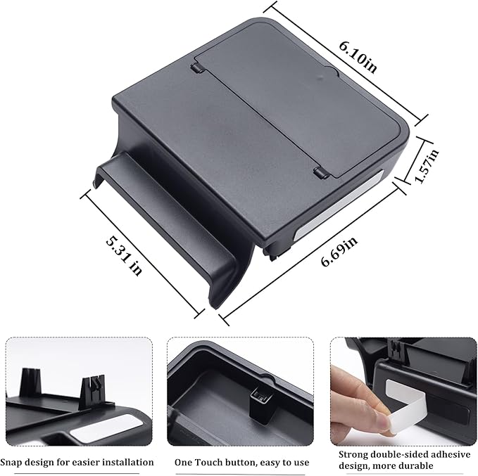 Center Console Hidden Organizer Box Compatible with Jeep Wrangler JL/JLU 4XE and Jeep Gladiator JT 2018-2024 2025 2026 Accessories Armrest Secret Compartment One-Touch Hidden Storage(Patent Design)