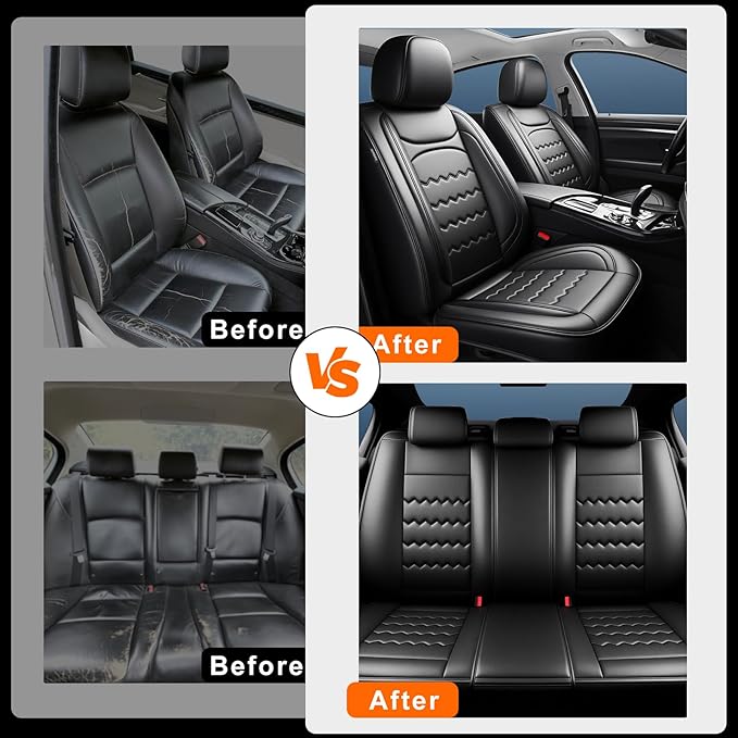 CX-30 Car Seat Covers Custom Fit for Mazda CX-30 2020-2026, Full Coverage Premium Leather Waterproof Breathable Seat Covers, Automotive Seat Protectors, Airbag Compatible(Full Set Seats, Black)