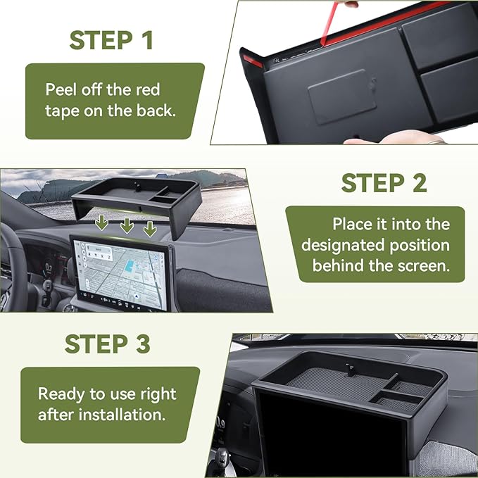 HGWEI Dash Storage Tray Compatible with 2025 2026 Ford Explorer (Active/T-Line/ST/Platinum/Tremor) Interior Accessories Behind 13.2" Screen Center Console Dashboard Organizer Insert Mount Holder