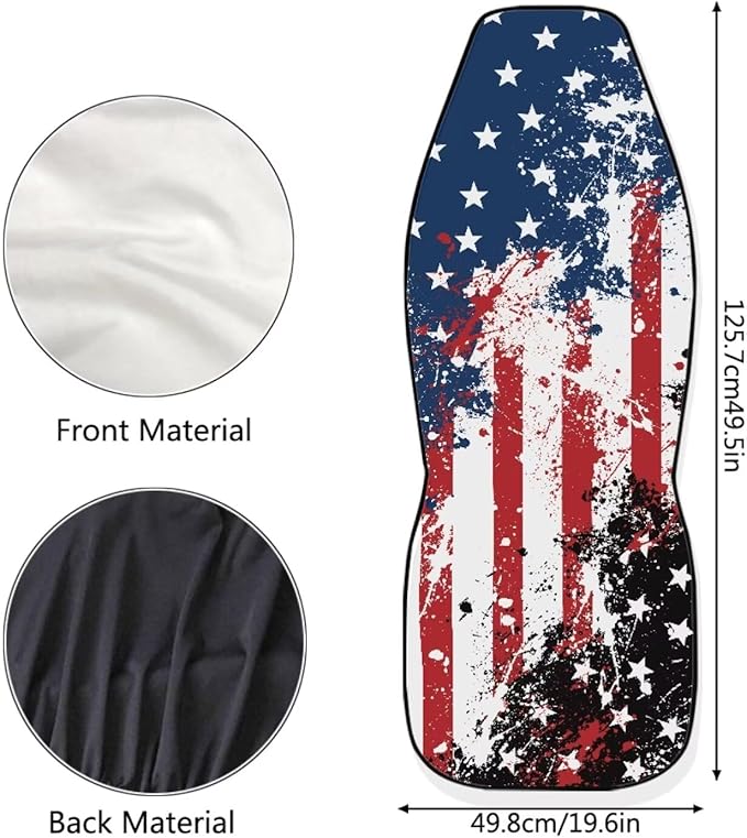 Car Seat Covers Set Front Seats Only 2 Pack Universal Fit Most Truck SUV Vans Auto Accessories Interior Cushion Protector(Creative American Flag Print 2)